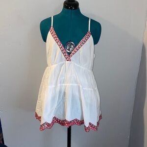 RAGA White Camisole with Red Trim